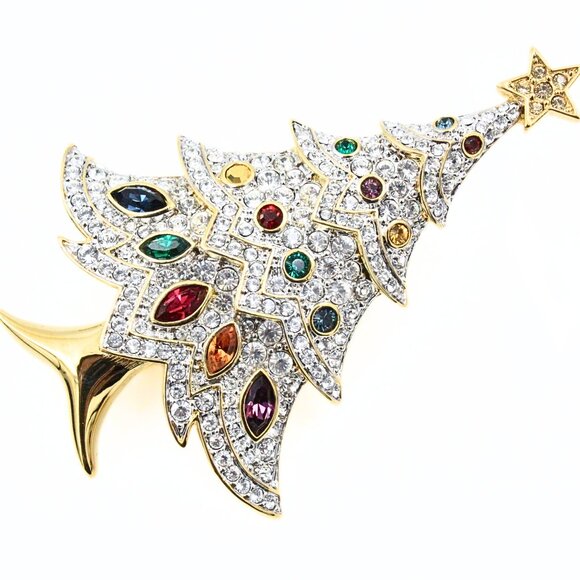 Illustrious SWAROVSKI Signed Designer Pave´Crystal Christmas Tree Brooch - Picture 3 of 8